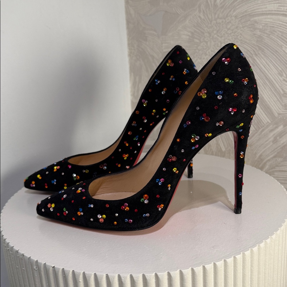 Christian Louboutin Black Suede Multicolor
Crystal Pumps - Red Sole - Picture 5 of 6